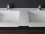Plan vasque Design, fabrication sur mesure, Largeur 120 à 200 cm x Profondeur 40 à 60 cm, résine minérale ACRYSTONE® SOLID-SURFACE Finition lisse blanc mate, Livraison Offerte et Rapide.